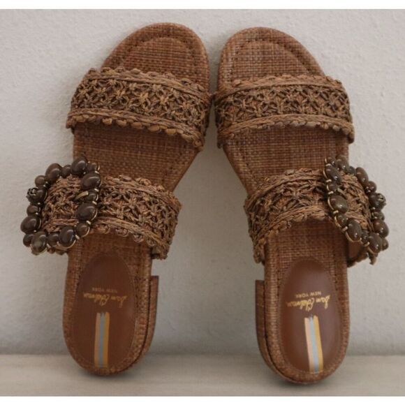 Sam Edelman J0187F2251 WMNs Sz 7M Dark Natural Raffia Elisa 2-Strap Sandals - Picture 3 of 15